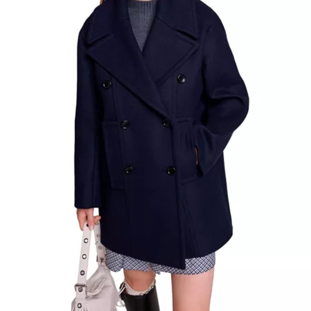 *NEW* Maje Double Breasted Pea Coat - Blue